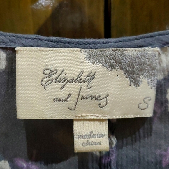 ELIZABETH AND JAMES GRAY FLORAL SHEER SILK BLEND BLOUSE ROMANTIC FEMININE - Picture 2 of 8